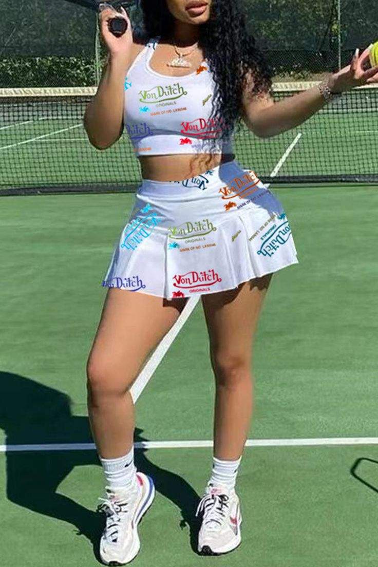 PRINT SPLIT JOINT U NECK SLEEVELESS TWO PIECES