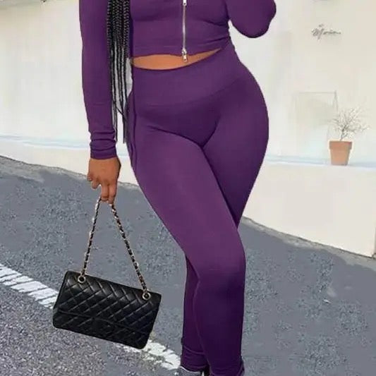 CROP JACKET AND LEGGINGS SET