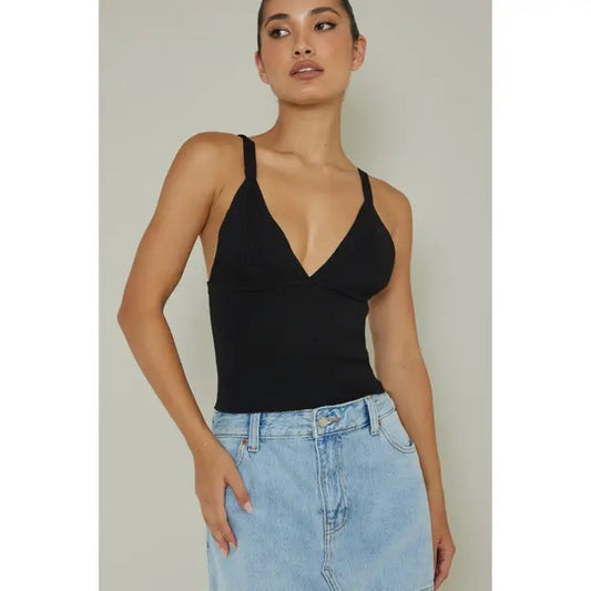 Basic Ribbed V-Neck Tank Top