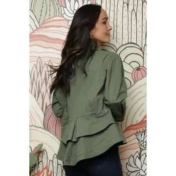 Denim Ruffle Peplum Jacket