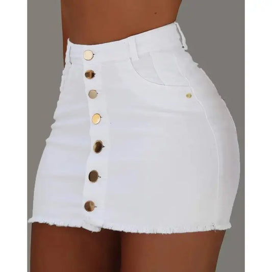 BUTTON FLY DENIM SKIRT
