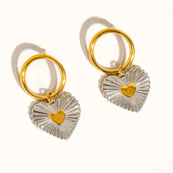 ANNETTE GOLD TWO TONE HEART EARRINGS