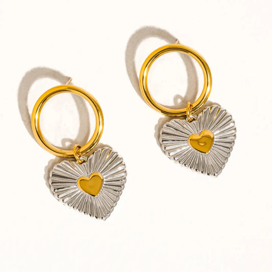 ANNETTE GOLD TWO TONE HEART EARRINGS