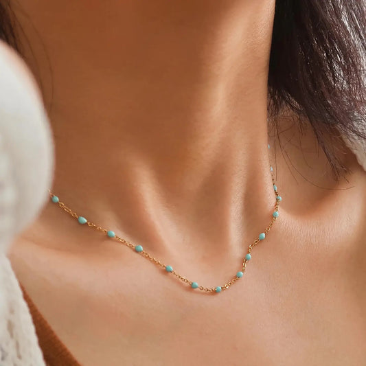 SOLEIL GOLD BEADED PETITE CHAIN NECKLACE