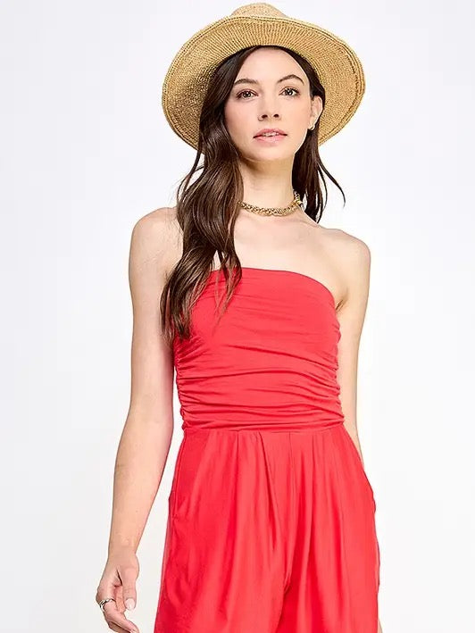 RUCHED SIDE TUBE TOP