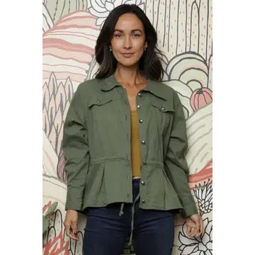 Denim Ruffle Peplum Jacket