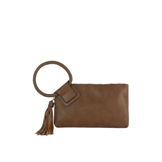 BRAIDED HANDLE WRISTLET CLUTCH