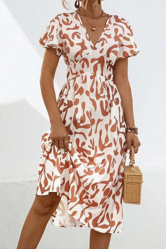 V NECK HIGH WAIST CHIC DRESS