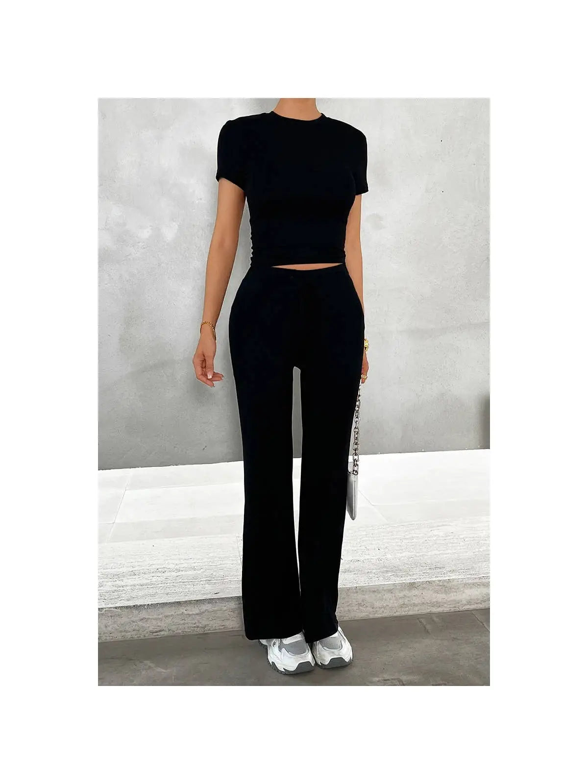 DRAWSTRING ROUND NECK SKINNY FIT SET