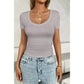 SQUARE NECK ELASTIC SHORT SLEEVE TOP