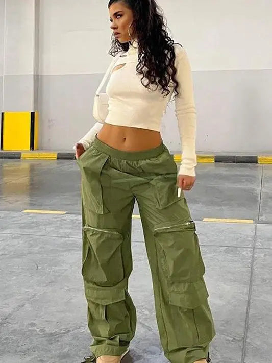 DRAWSTRING CARGO LONG PANTS